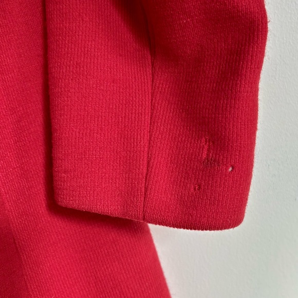 Vintage Red Wool Coat Embroidered Crochet Accents - Picture 12 of 14